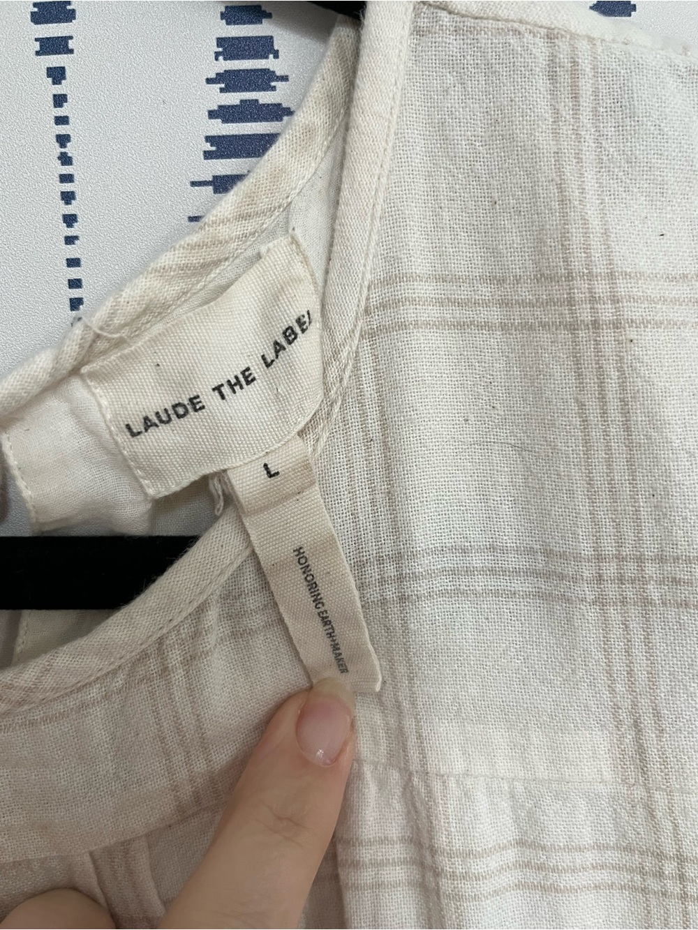 LAUDE the label slow fashion organic cotton buffalo plaid tiered prairie dress L - Picture 3 of 8